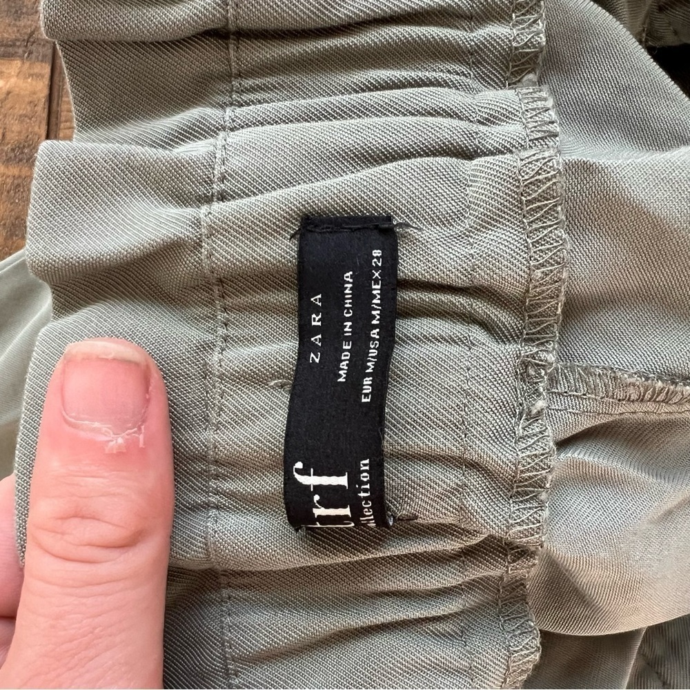 ZARA Trafaluc Collection Paperbag Trouser Olive Green - Picture 6 of 7